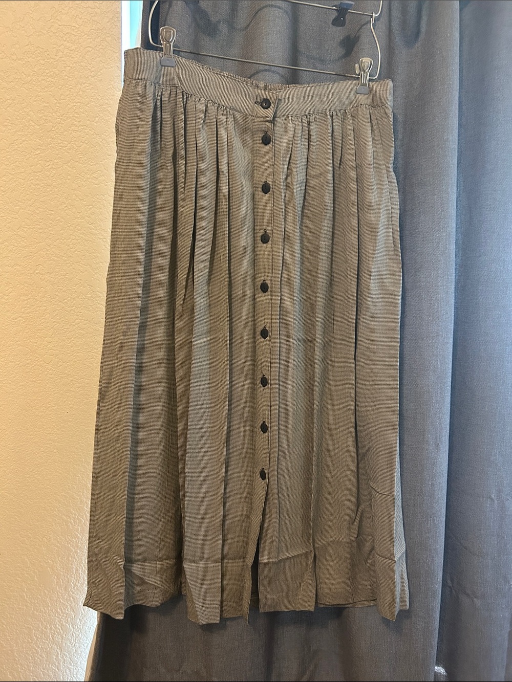 Button-Front Pleated Midi Skirt